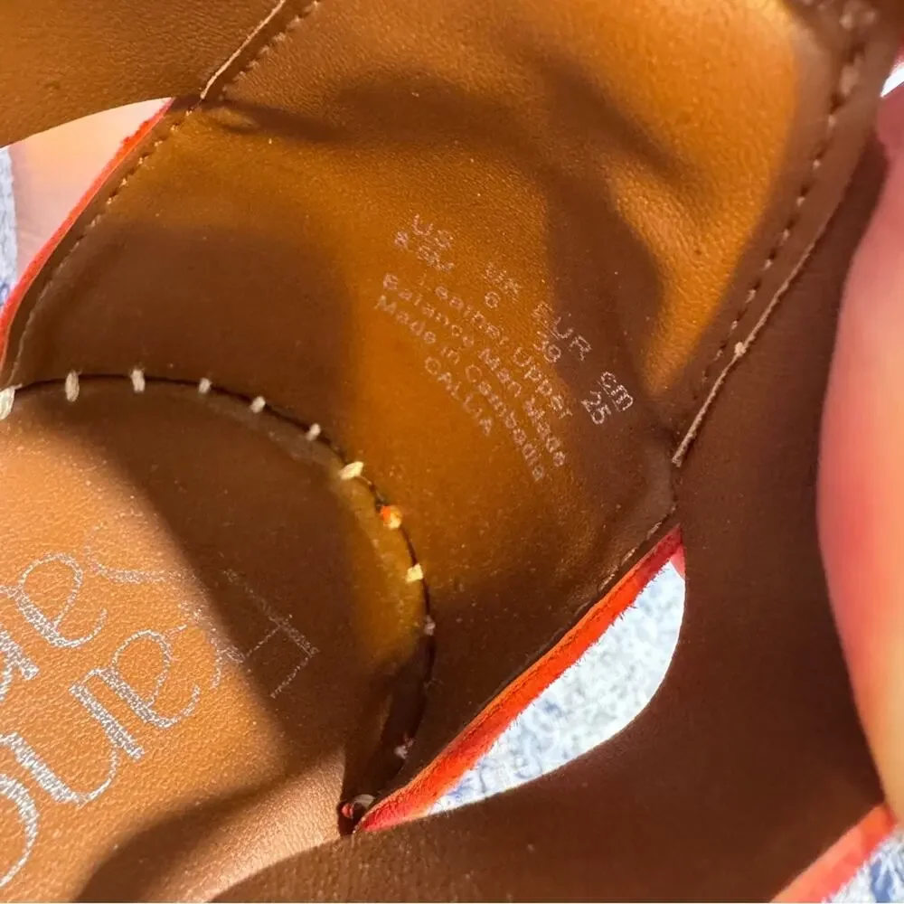 Franco Sarto Orange Leather Espadrille Wedge Sandals Womens 8.5 Platform Beachy